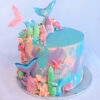 Mermaid-themed birthday cake with fondant tails and ocean decorations by Mane and Tusk, Cambridge NZ