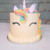 Unicorn birthday cake with rainbow mane and fondant horn from Mane and Tusk, Cambridge NZ